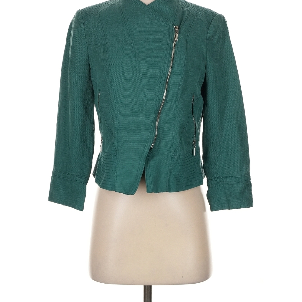 White House Black Market Green Zip Jacket | Size 12 Womens Coat Carrie Bradshaw